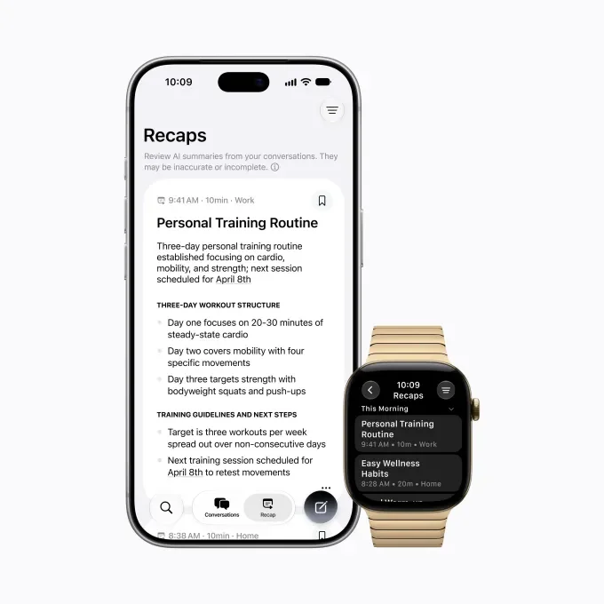 خلاصه سازی جلسات با قابلیت Siri Recap و هوش مصنوعی Apple Watch