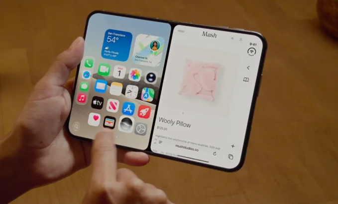 نخستین گوشی تاشو Apple با نام iPhone Duo در حالت باز شده